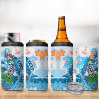 Personalized Hawaii Hula Girl Skeleton Dancing 4 in 1 Can Cooler Tumbler Hibiscus Tribal Shark