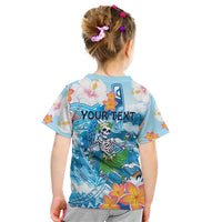 Personalized Hawaii Hula Girl Skeleton Dancing Kid T Shirt Hibiscus Tribal Shark