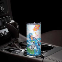 Personalized Hawaii Hula Girl Skeleton Dancing Skinny Tumbler Hibiscus Tribal Shark