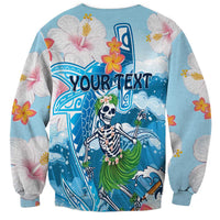 Personalized Hawaii Hula Girl Skeleton Dancing Sweatshirt Hibiscus Tribal Shark