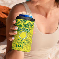 Kia Orana Cook Islands 4 in 1 Can Cooler Tumbler Turtle Yellow Green Polynesian Pattern
