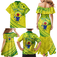 Kia Orana Cook Islands Family Matching Mermaid Dress and Hawaiian Shirt Turtle Yellow Green Polynesian Pattern LT01 - Polynesian Pride