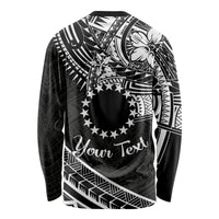 Kia Orana Cook Islands Long Sleeve Shirt Circle Stars With Floral White Pattern LT01 - Polynesian Pride