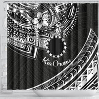 Kia Orana Cook Islands Shower Curtain Circle Stars With Floral White Pattern LT01 - Polynesian Pride