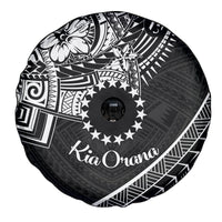 Kia Orana Cook Islands Spare Tire Cover Circle Stars With Floral White Pattern LT01 - Polynesian Pride