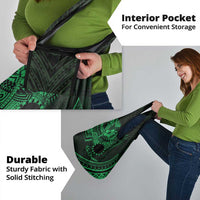 Kia Orana Cook Islands Grocery Bag Circle Stars With Floral Green Pattern