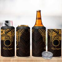 Kia Orana Cook Islands 4 in 1 Can Cooler Tumbler Circle Stars With Floral Gold Pattern