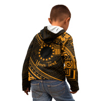 Kia Orana Cook Islands Kid Hoodie Circle Stars With Floral Gold Pattern LT01 - Polynesian Pride