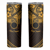 Kia Orana Cook Islands Skinny Tumbler Circle Stars With Floral Gold Pattern