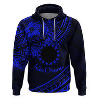 Kia Orana Cook Islands Zip Hoodie Circle Stars With Floral Navy Blue Pattern LT01 Pullover Hoodie Blue - Polynesian Pride