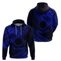 Kia Orana Cook Islands Zip Hoodie Circle Stars With Floral Navy Blue Pattern LT01 - Polynesian Pride