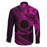 Kia Orana Cook Islands Family Matching Long Sleeve Bodycon Dress and Hawaiian Shirt Circle Stars With Floral Pink Pattern LT01 - Polynesian Pride