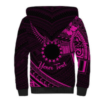 Kia Orana Cook Islands Sherpa Hoodie Circle Stars With Floral Pink Pattern LT01 - Polynesian Pride