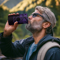 Kia Orana Cook Islands 4 in 1 Can Cooler Tumbler Circle Stars With Floral Purple Pattern