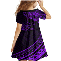Kia Orana Cook Islands Family Matching Mermaid Dress and Hawaiian Shirt Circle Stars With Floral Purple Pattern LT01 - Polynesian Pride