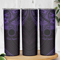 Kia Orana Cook Islands Skinny Tumbler Circle Stars With Floral Purple Pattern