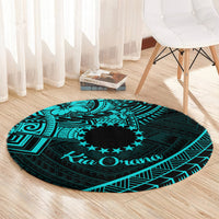 Kia Orana Cook Islands Round Carpet Circle Stars With Floral Turquoise Pattern LT01 - Polynesian Pride