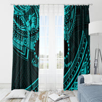 Kia Orana Cook Islands Window Curtain Circle Stars With Floral Turquoise Pattern LT01 - Polynesian Pride