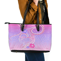 Polynesian Shark Valentine Leather Tote Bag Sweet Unique Version