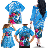Yap Day Family Matching Off Shoulder Long Sleeve Dress and Hawaiian Shirt Nam nu Waqab Tropical Flower LT01 - Polynesian Pride
