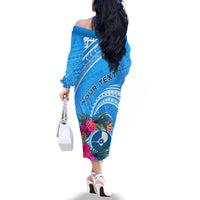 Yap Day Family Matching Off Shoulder Long Sleeve Dress and Hawaiian Shirt Nam nu Waqab Tropical Flower LT01 - Polynesian Pride