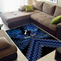 Personalised Aotearoa Matariki Area Rug Blue Fern Maori Poutama