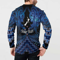 Personalised Aotearoa Matariki Button Sweatshirt Blue Fern Maori Poutama