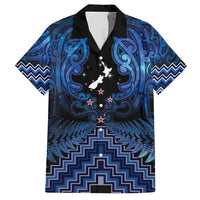 Personalised Aotearoa Matariki Family Matching Long Sleeve Bodycon Dress and Hawaiian Shirt Blue Fern Maori Poutama