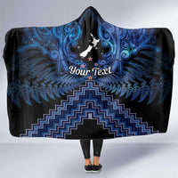 Personalised Aotearoa Matariki Hooded Blanket Blue Fern Maori Poutama