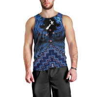 Personalised Aotearoa Matariki Men Tank Top Blue Fern Maori Poutama
