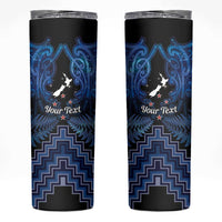 Personalised Aotearoa Matariki Skinny Tumbler Blue Fern Maori Poutama