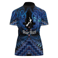 Personalised Aotearoa Matariki Women Polo Shirt Blue Fern Maori Poutama