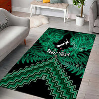 Personalised Aotearoa Matariki Area Rug Green Fern Maori Poutama