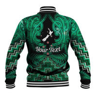 Personalised Aotearoa Matariki Baseball Jacket Green Fern Maori Poutama