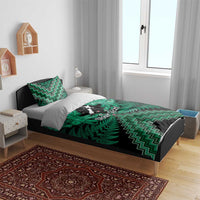 Personalised Aotearoa Matariki Bedding Set Green Fern Maori Poutama