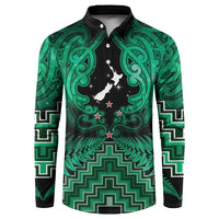 Personalised Aotearoa Matariki Button Sweatshirt Green Fern Maori Poutama