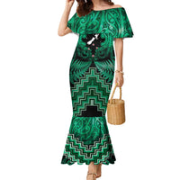 Personalised Aotearoa Matariki Family Matching Mermaid Dress and Hawaiian Shirt Green Fern Maori Poutama