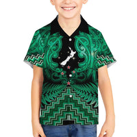 Personalised Aotearoa Matariki Hawaiian Shirt Green Fern Maori Poutama