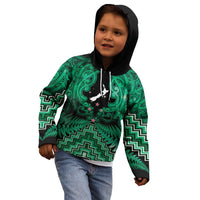 Personalised Aotearoa Matariki Kid Hoodie Green Fern Maori Poutama