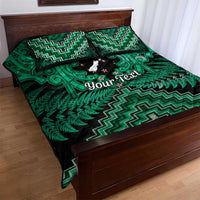 Personalised Aotearoa Matariki Quilt Bed Set Green Fern Maori Poutama