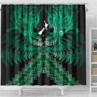 Personalised Aotearoa Matariki Shower Curtain Green Fern Maori Poutama