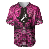 Personalised Aotearoa Matariki Baseball Jersey Pink Fern Maori Poutama