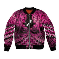 Personalised Aotearoa Matariki Bomber Jacket Pink Fern Maori Poutama