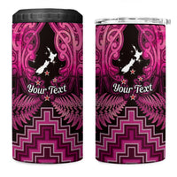 Personalised Aotearoa Matariki 4 in 1 Can Cooler Tumbler Pink Fern Maori Poutama