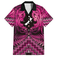 Personalised Aotearoa Matariki Family Matching Summer Maxi Dress and Hawaiian Shirt Pink Fern Maori Poutama