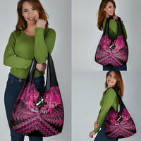 Personalised Aotearoa Matariki Grocery Bag Pink Fern Maori Poutama