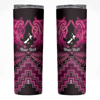 Personalised Aotearoa Matariki Skinny Tumbler Pink Fern Maori Poutama