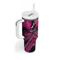 Personalised Aotearoa Matariki Tumbler With Handle Pink Fern Maori Poutama