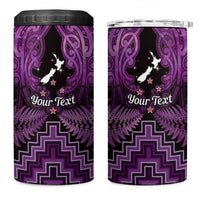 Personalised Aotearoa Matariki 4 in 1 Can Cooler Tumbler Purple Fern Maori Poutama