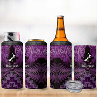 Personalised Aotearoa Matariki 4 in 1 Can Cooler Tumbler Purple Fern Maori Poutama